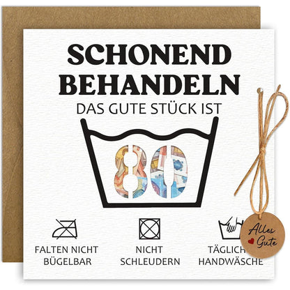 Geburtstagskarte 80 mit Geldversand – Lustiges Geschenk für Mann & Frau