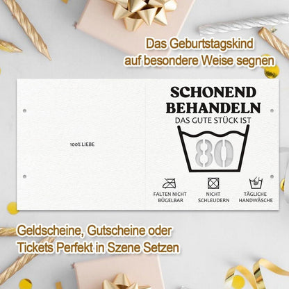Geburtstagskarte 80 mit Geldversand – Lustiges Geschenk für Mann & Frau