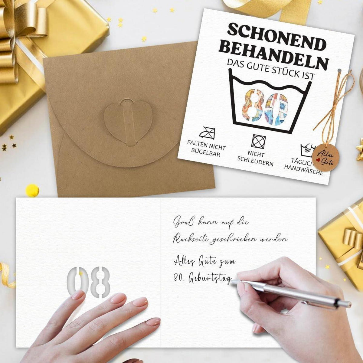 Geburtstagskarte 80 mit Geldversand – Lustiges Geschenk für Mann & Frau