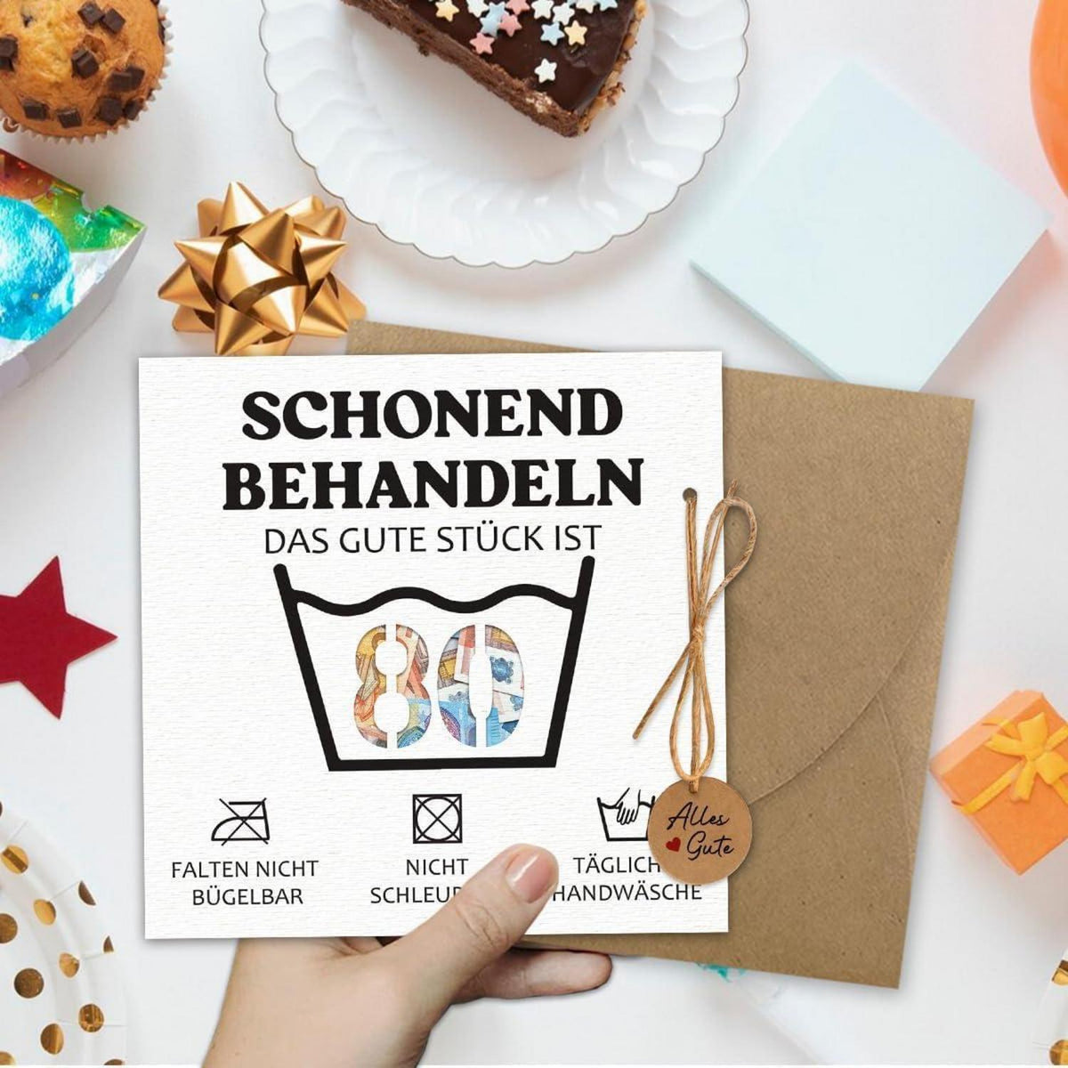 Geburtstagskarte 80 mit Geldversand – Lustiges Geschenk für Mann & Frau