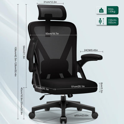 Ergonomischer Bürostuhl mit Wippfunktion und Leise Rollen bis