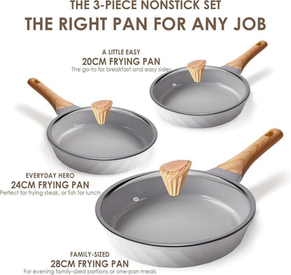 Antihaft Pfannenset Induktion 3-teilig 20cm 24cm 28cm