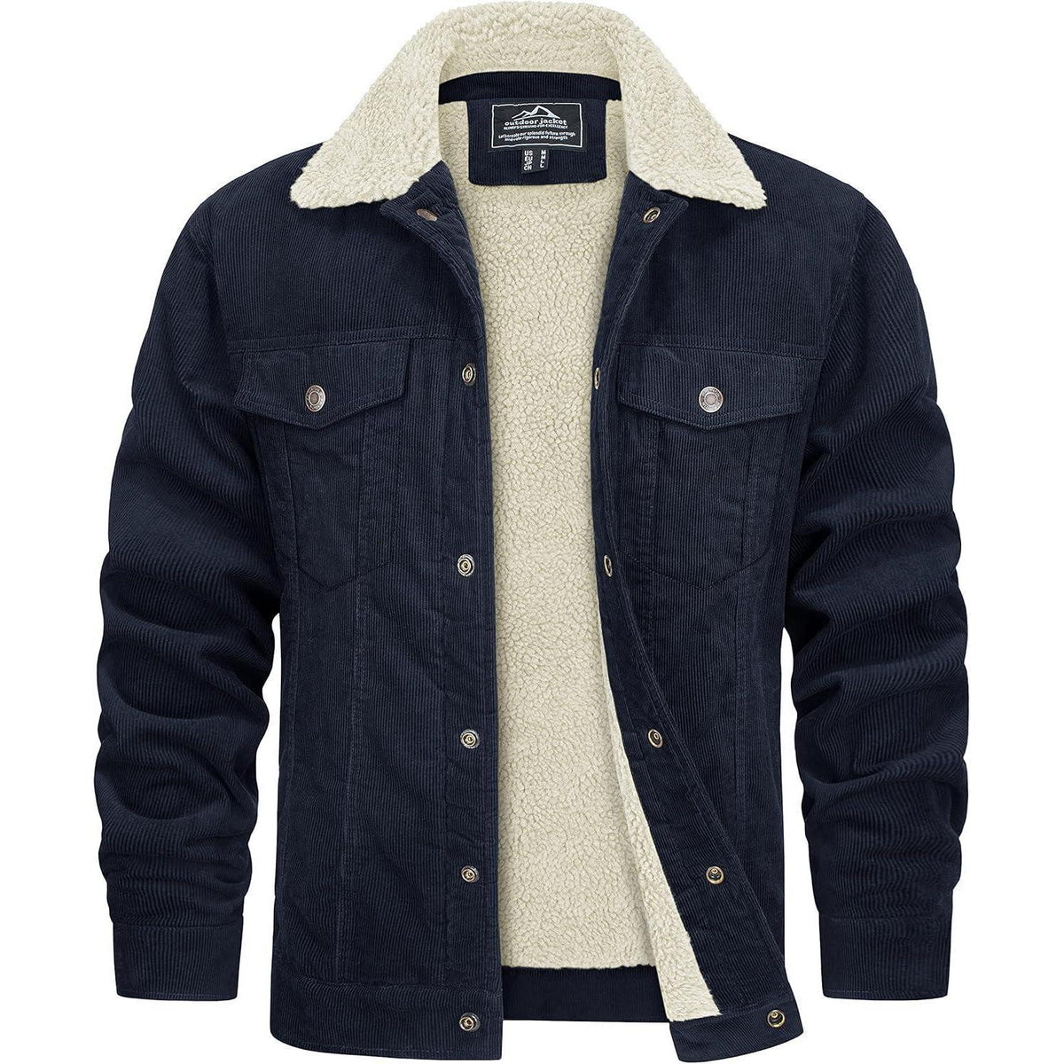 Herren Cordjacke gefüttert mit Teddyfell - Navy
