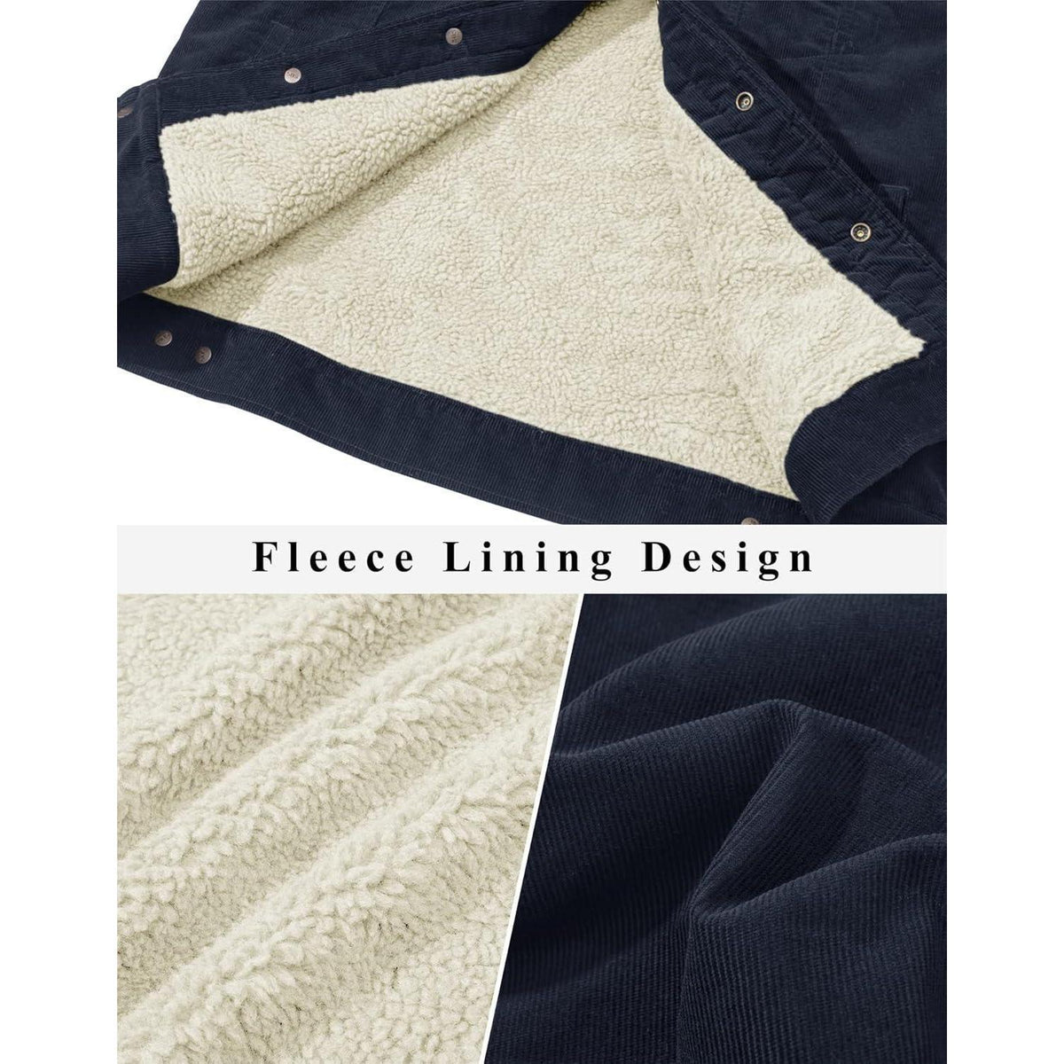 Herren Cordjacke gefüttert mit Teddyfell - Navy