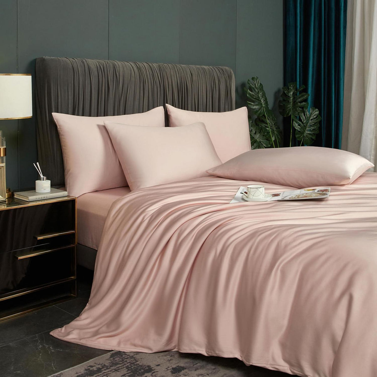 Bambus Bettwäsche Set Rosa 200x220cm | Atmungsaktiv & Weich