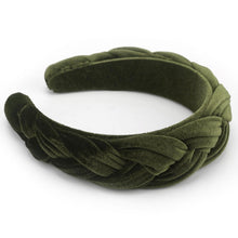 Samt Geflochtenes Stirnband Damen Vintage Haarreif Breit Army Green