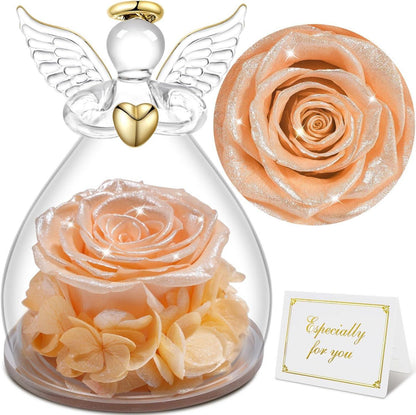 Ewige Rose Engel Figur im Glas – Geschenke Weihnachten