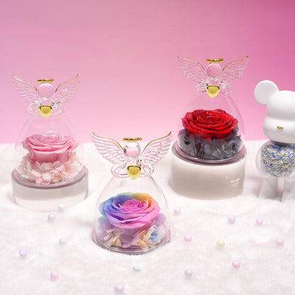 Sunia Ewige Rose Engel Figur Geschenk Weihnachten Oma Mama Rose Glas