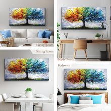 Leinwandbild Bunter Baum 50x100 cm, Abstrakte Wandkunst Modern