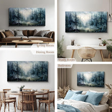 Leinwandbild Blaue Nebelwald Landschaft 50x100 cm Modern Wanddeko