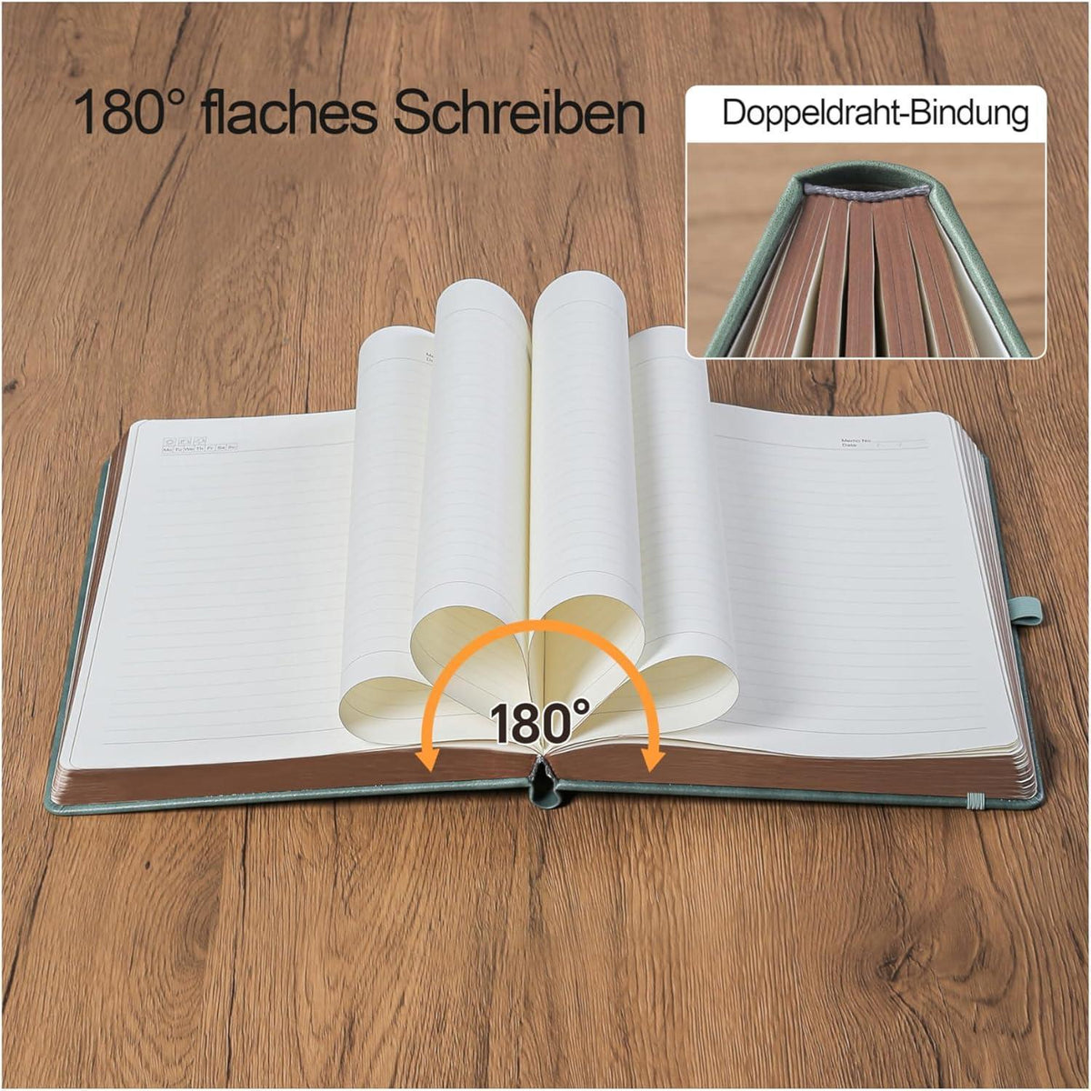 Liniertes Notizbuch A5 mit Stift – Tagebuch für Erwachsene