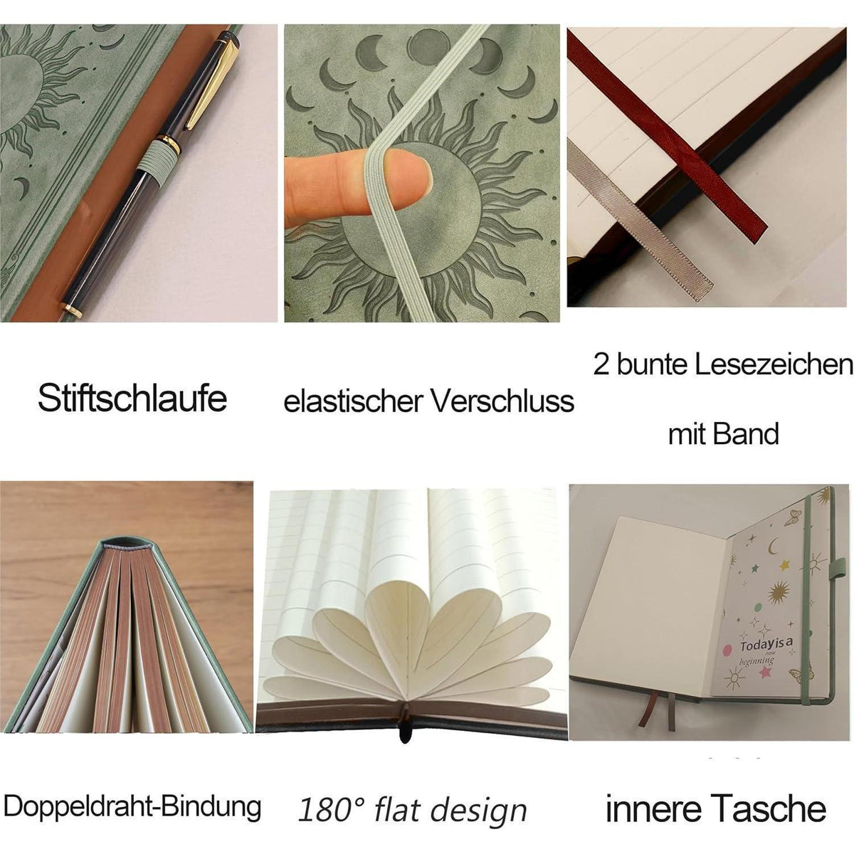 Liniertes Notizbuch A5 mit Stift – Tagebuch für Erwachsene