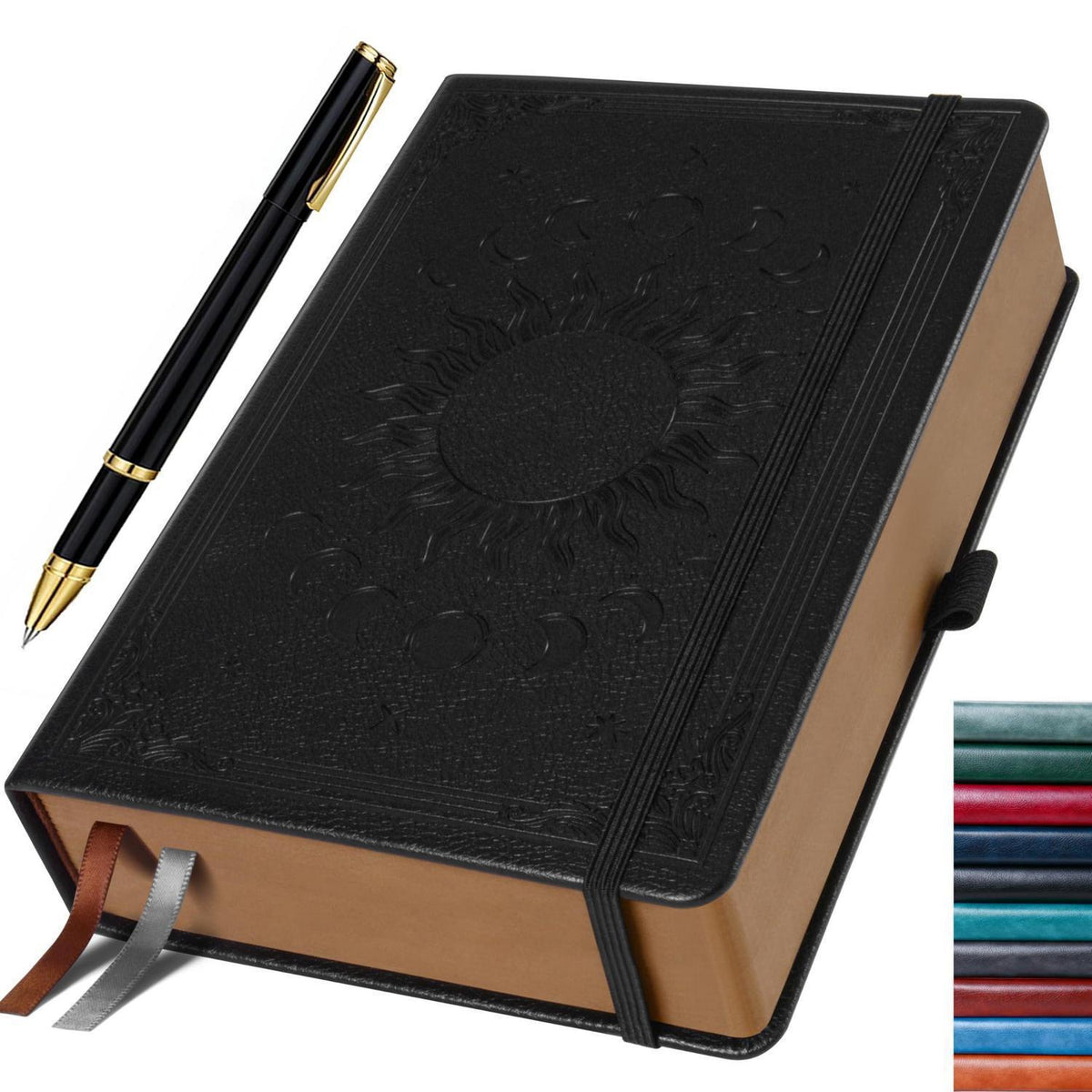 Liniertes Notizbuch A5 mit Stift – Tagebuch Hardcover in Lederoptik
