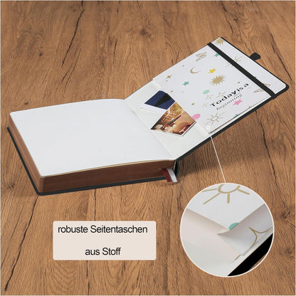 Liniertes Notizbuch A5 mit Stift – Tagebuch Hardcover in Lederoptik