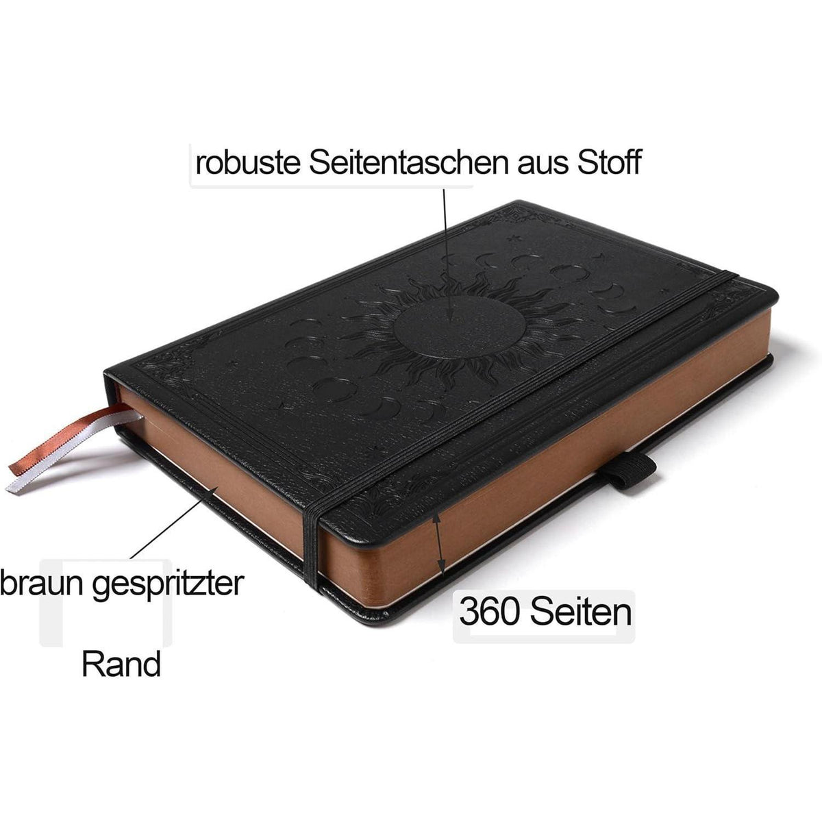 Liniertes Notizbuch A5 mit Stift – Tagebuch Hardcover in Lederoptik