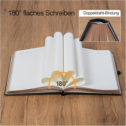 Liniertes Notizbuch A5 mit Stift – Tagebuch Hardcover in Lederoptik
