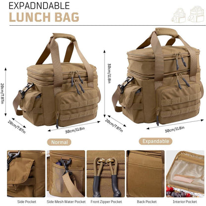 Erweiterbare Lunch-Tasche Coyote Braun – 18-26L, Auslaufsicher & Isoliert