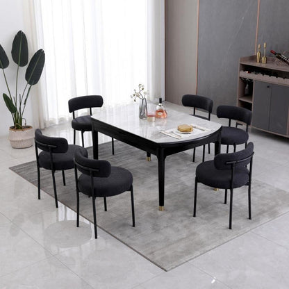 Esszimmerstühle 6er Set, Modern Retro Design, Schwarz