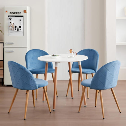 6 Esszimmerstühle Samt mit Metallbeinen, Blau
