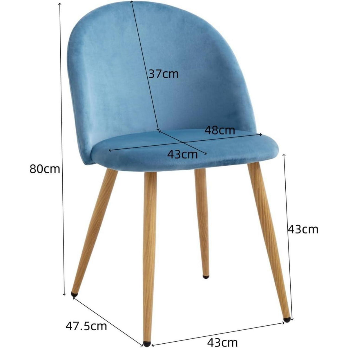 6 Esszimmerstühle Samt mit Metallbeinen, Blau