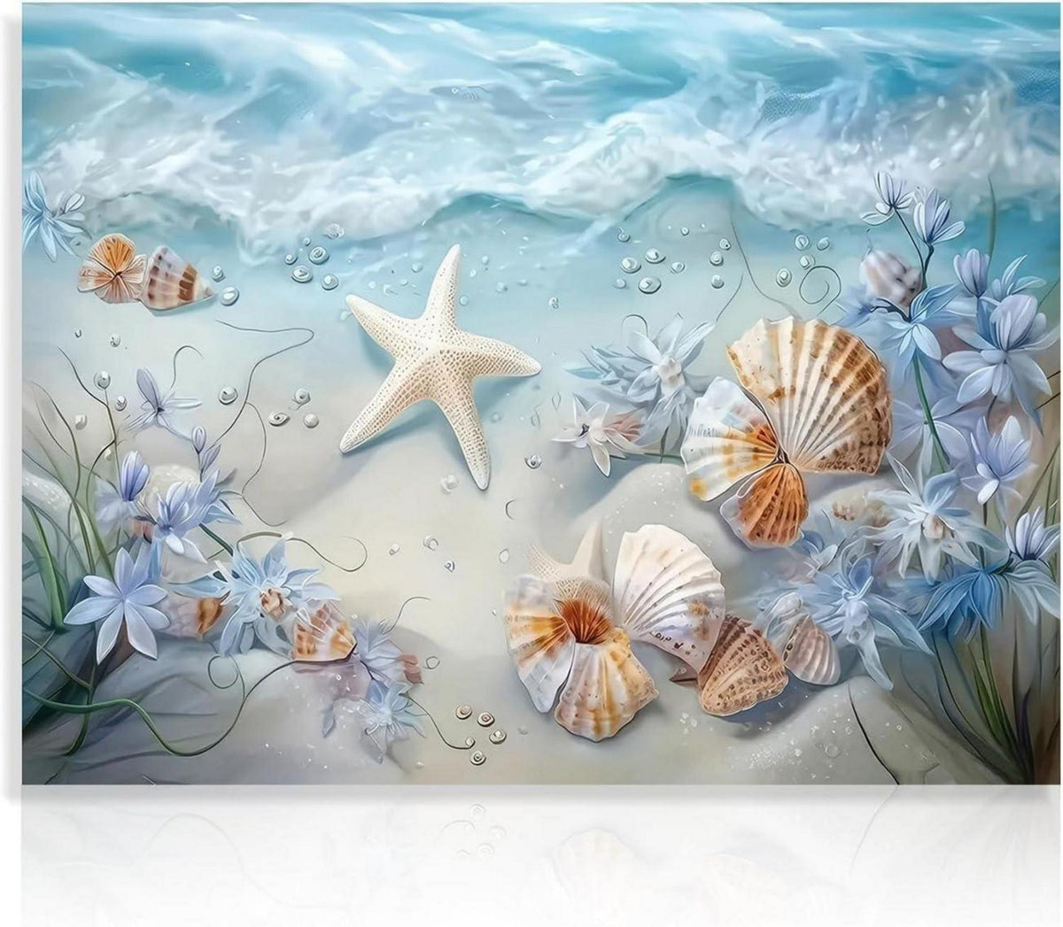 Ozean Wellen Leinwand Bild Muscheln Seestern Dekor 30x40cm