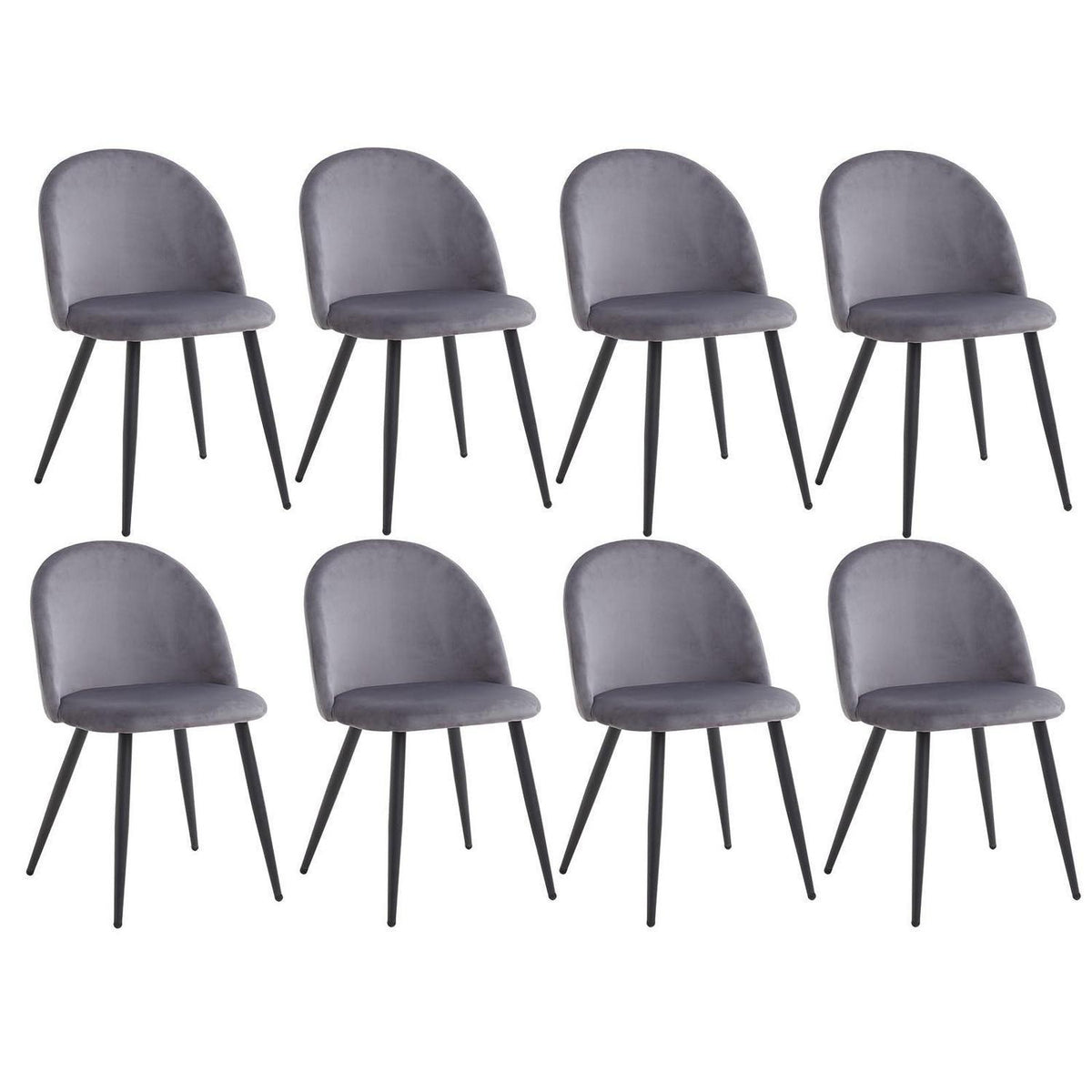 8 Esszimmerstühle Grau – Samt, Metallbeine & Komfort