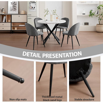 8 Esszimmerstühle Grau – Samt, Metallbeine & Komfort