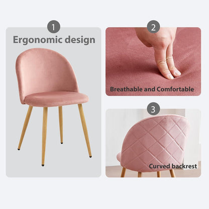 6 Esszimmerstühle Samt Rosa mit verstellbaren Schutzpolstern