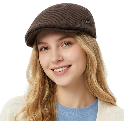 Herren Schiebermütze Verstellbar – Warme Winter Newsboy Cap Kaffee