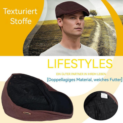 Herren Schiebermütze Verstellbar – Warme Winter Newsboy Cap Kaffee