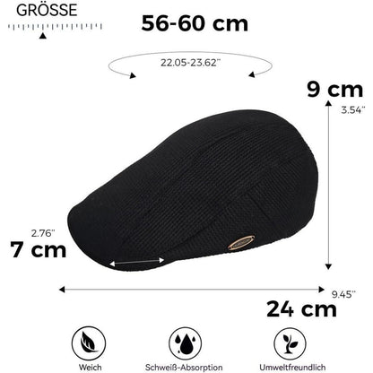Herren Schiebermütze Winter Verstellbar – Warme Flat Cap Schwarz