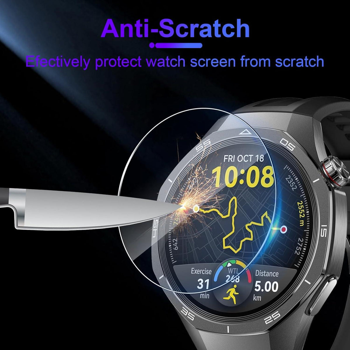 Displayschutzfolie Huawei Watch GT5 PRO 46MM 3er Pack Anti-Fingerprint Klar