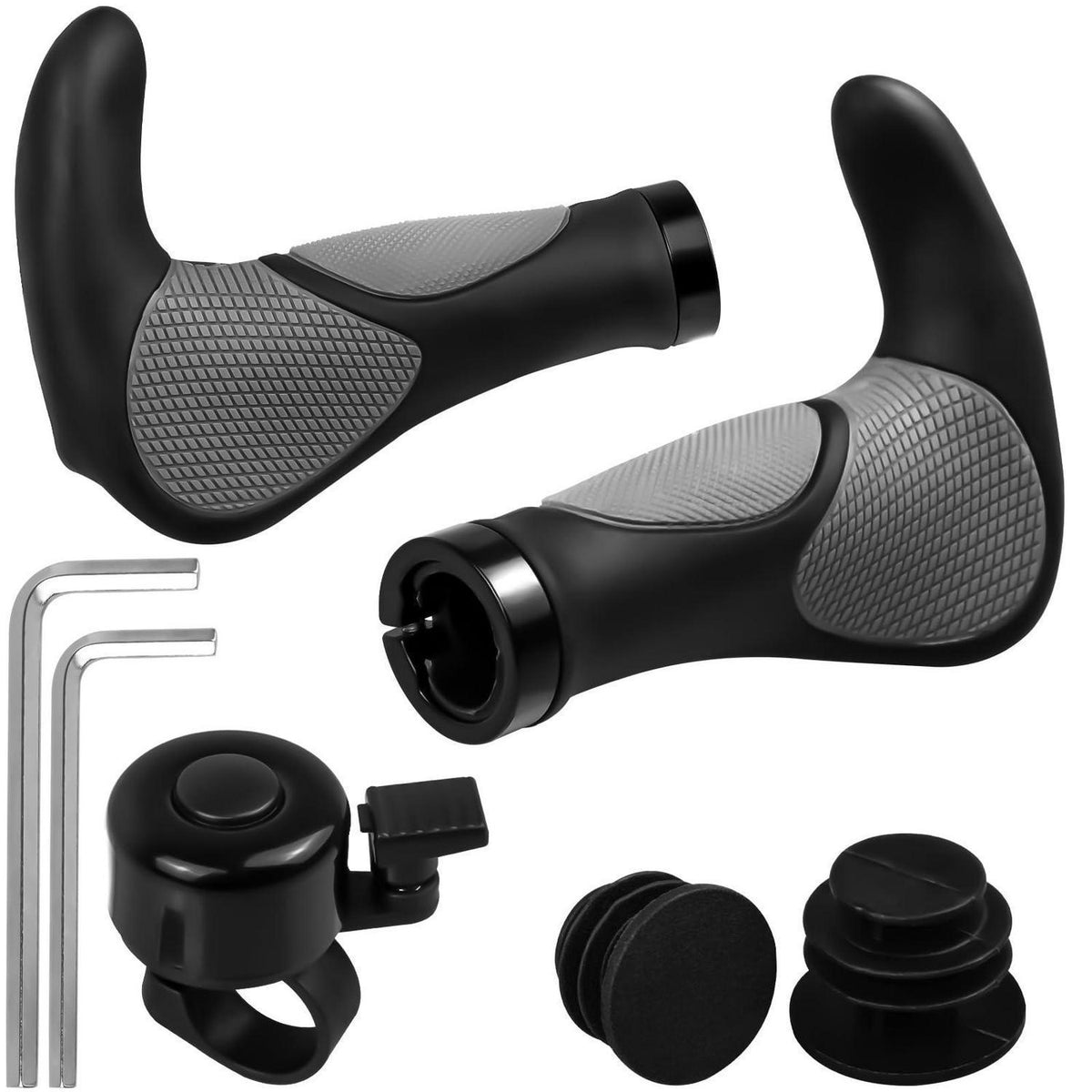 Ergonomische Fahrradgriffe mit Klingel & Werkzeug (22mm)