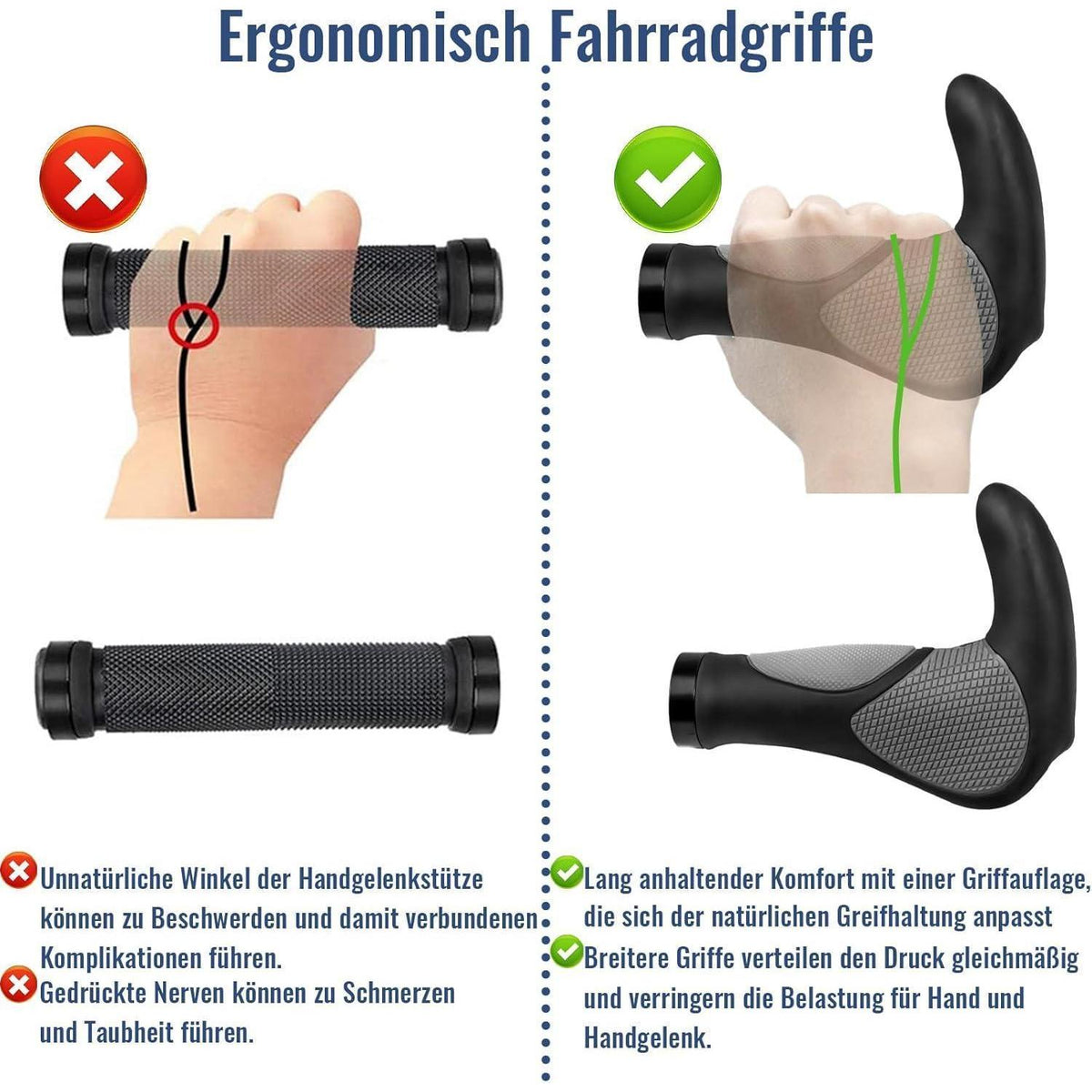 Ergonomische Fahrradgriffe mit Klingel & Werkzeug (22mm)