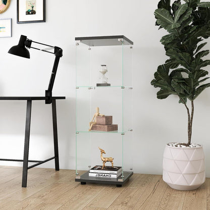 Glasvitrine mit Schloss & 3 Etagen – Schwarz