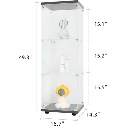 Glasvitrine mit Schloss & 3 Etagen – Schwarz