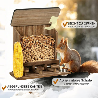 Eichhörnchen Futterhaus Holz – Wetterfest & Mit Picknicktisch