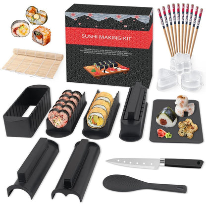 Sushi Maker Set für Anfänger, 20-teilig, Schwarz