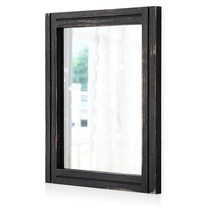 Großer rustikaler Holzspiegel 65x45 cm – Wanddeko für Schlafzimmer