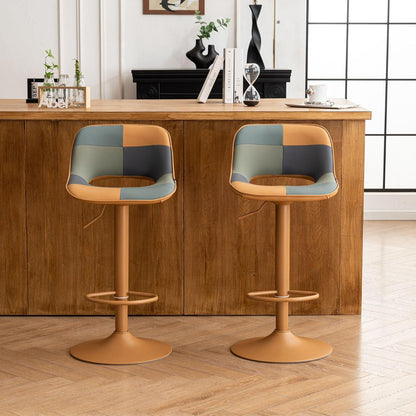 YOUNIKE Barhocker 2er Set, Boho Patchwork, Höhenverstellbar