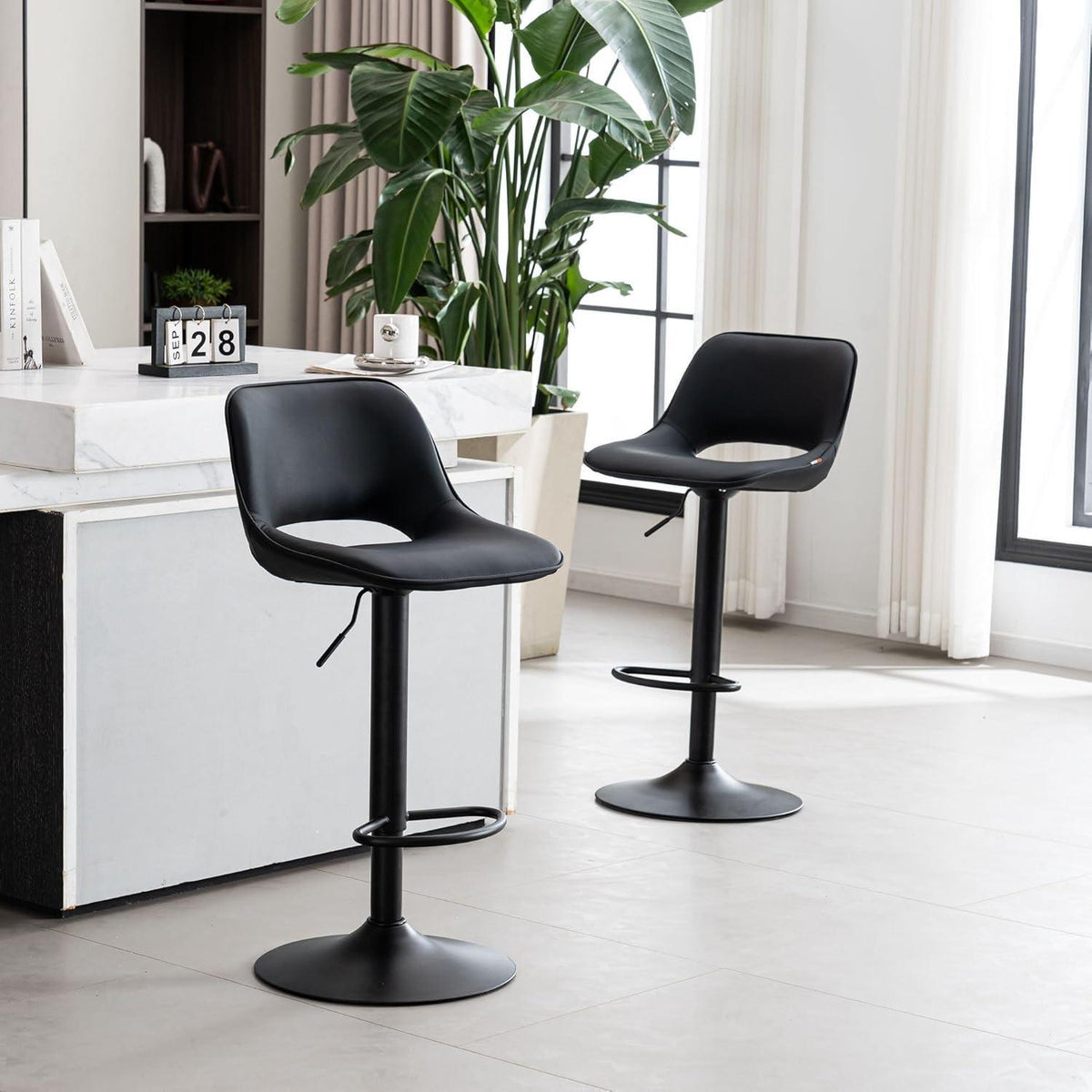 YOUNIKE Barhocker 2er Set, Höhenverstellbar & Drehbar, Schwarz