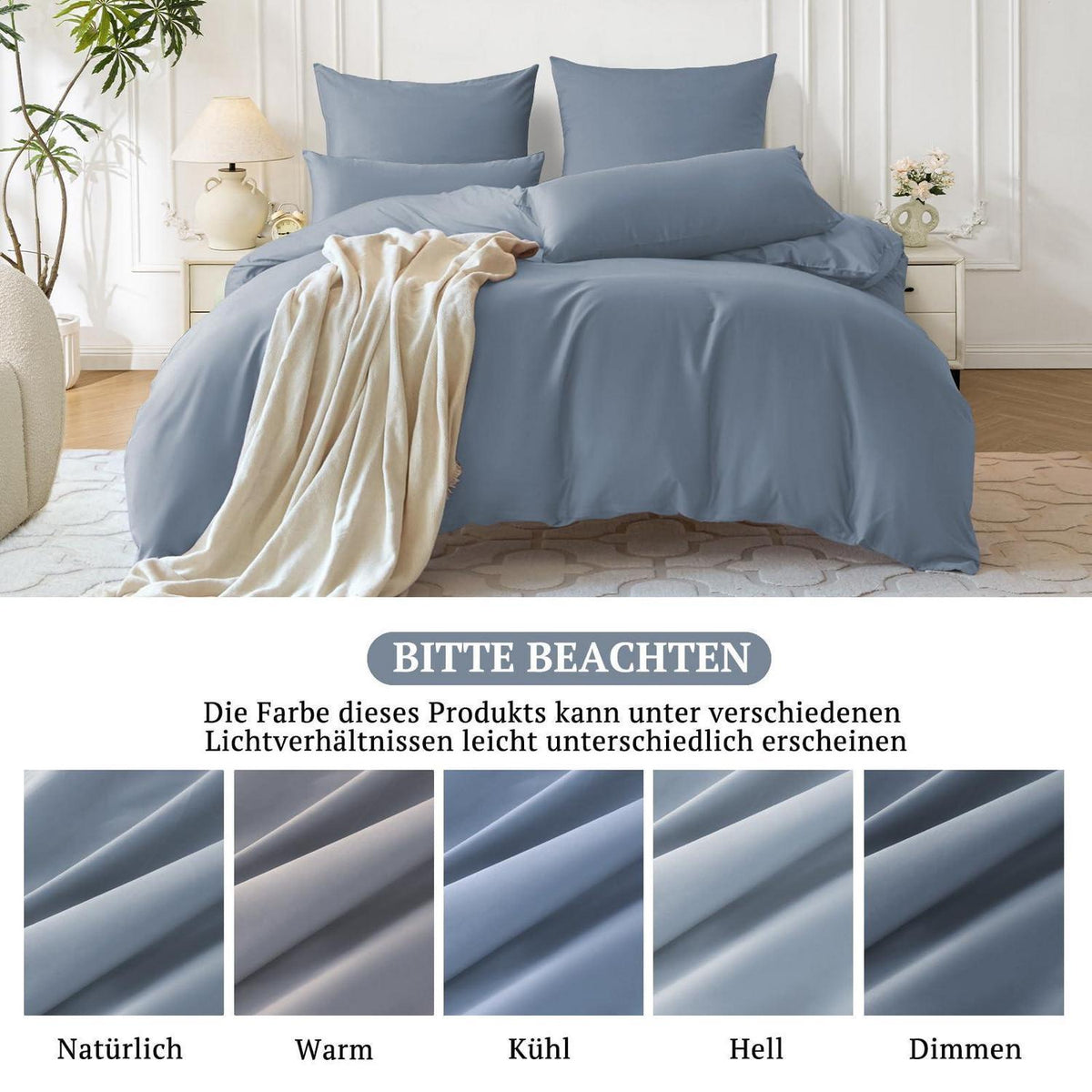 Satin Bettwäsche Set 220x240 Baumwolle AshleyBlau
