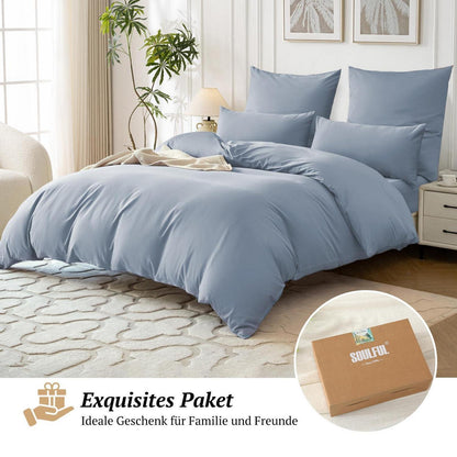 Satin Bettwäsche Set 220x240 Baumwolle AshleyBlau