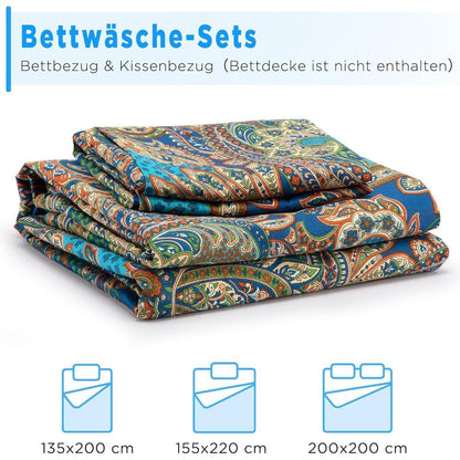 Bettwäsche-Set 135x200 Baumwolle Renforcé, Dunkelblau/Gold