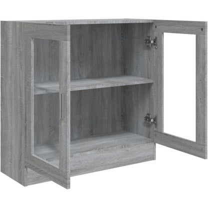 Grauer Bücherschrank mit Vitrine – 82,5 x 30,5 x 80 cm