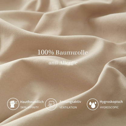 Wendebettwäsche 200x200 cm Baumwolle Beige-Weiß 3-teilig