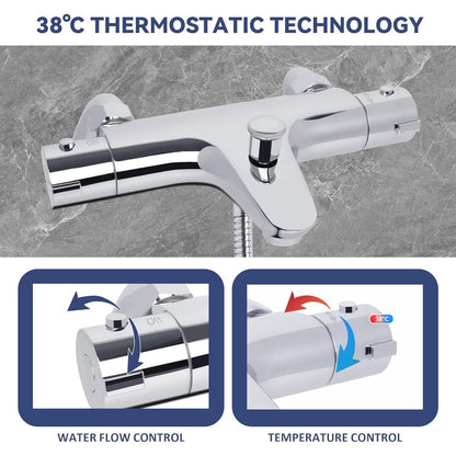 Thermostat-Duscharmatur Set mit verstellbarer Duschstange