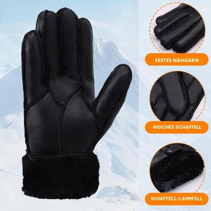 Herren Shearling Lederhandschuhe warm XL Schwarz