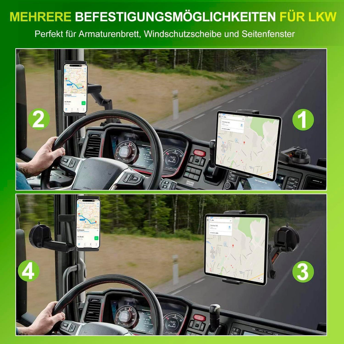 Tablet Halterung Auto LKW – Robuster Saugnapf, Langer Arm