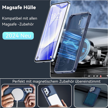 Samsung S24 FE Hülle mit MagSafe Ring Ständer & Displayschutzfolie (Blau)